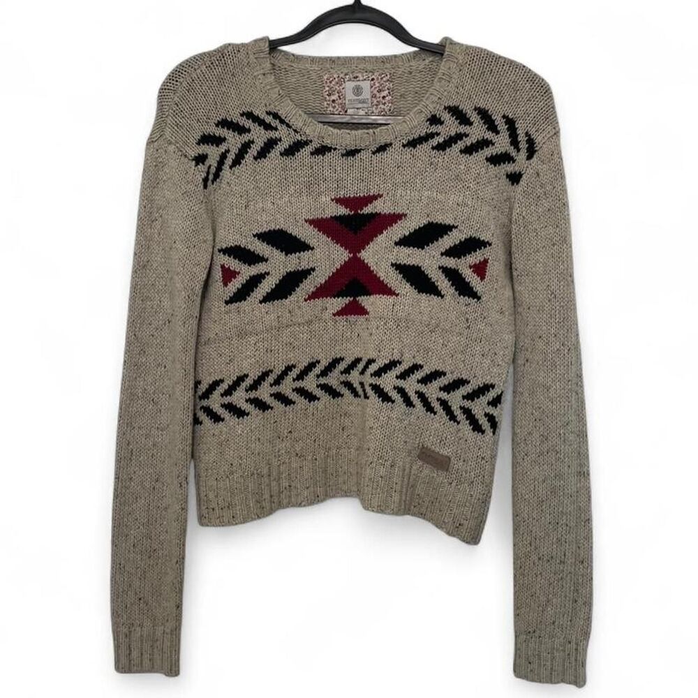 Element Eden Aztec Geometric Pattern Sweater Women’s Size S Wool Blend Crew Neck